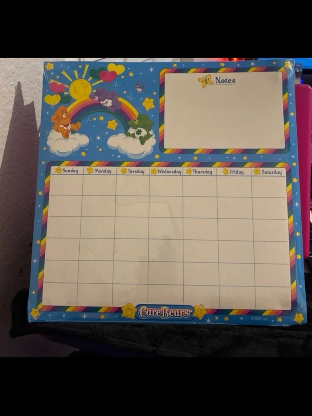 Care Bears Blue Weekly Planner with Rainbow and Notes